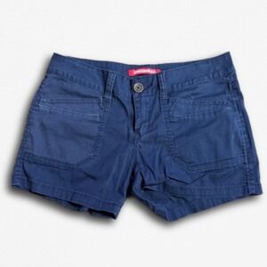 Unionbay Womens Navy Blue Y2K Chino Shorts Low Rise Size 7 Utility Cargo Pocket